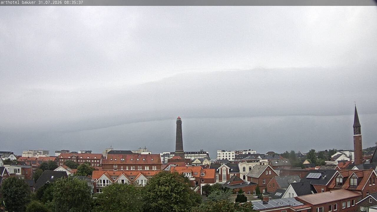 Archiv Foto Webcam Borkum: Blick auf Altstadt und Leuchtturm