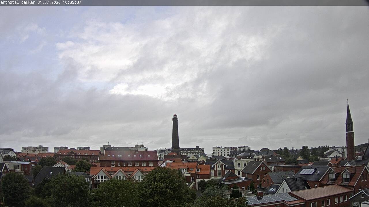 Archiv Foto Webcam Borkum: Blick auf Altstadt und Leuchtturm