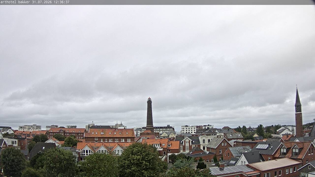 Archiv Foto Webcam Borkum: Blick auf Altstadt und Leuchtturm