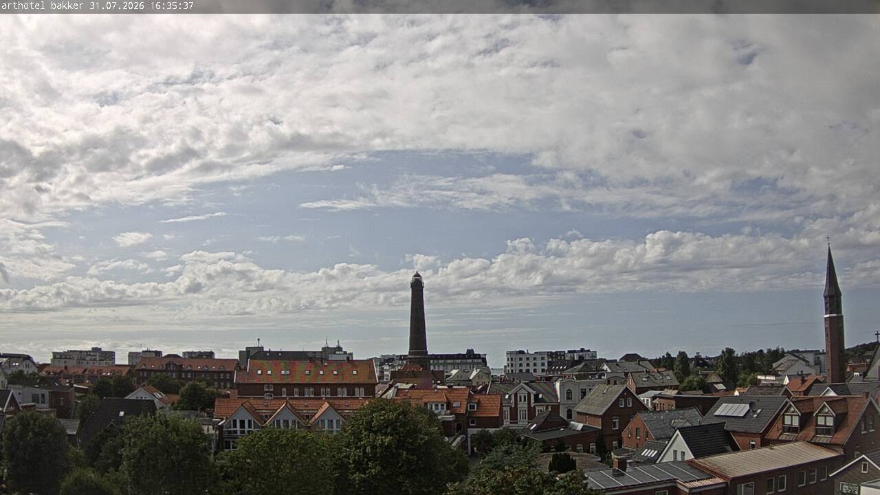 Archiv Foto Webcam Borkum: Blick auf Altstadt und Leuchtturm