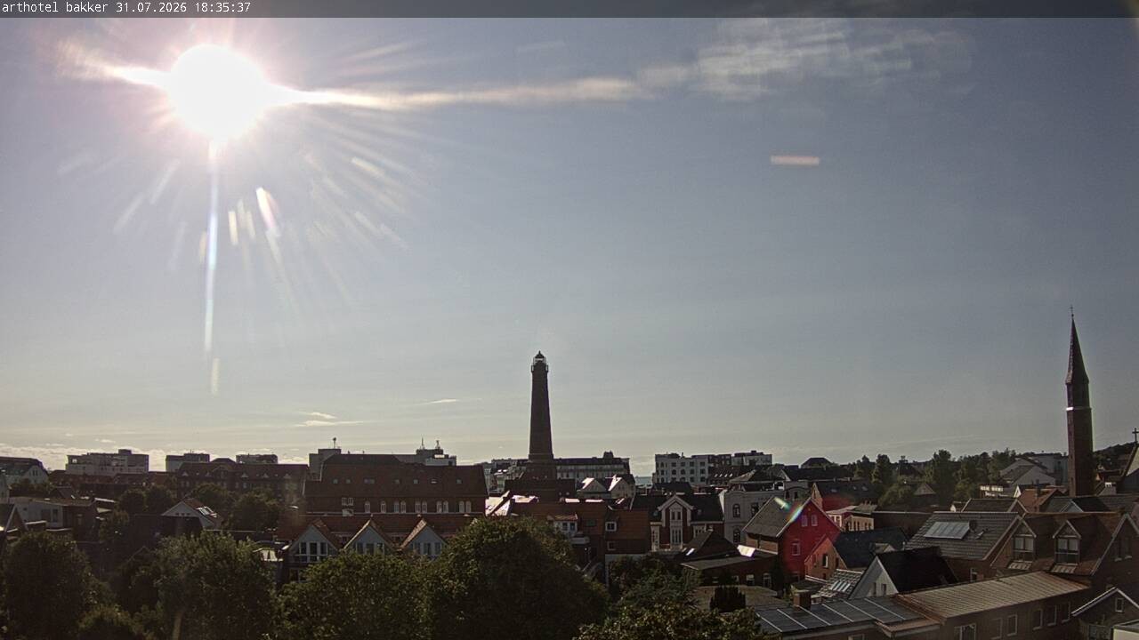 Archiv Foto Webcam Borkum: Blick auf Altstadt und Leuchtturm