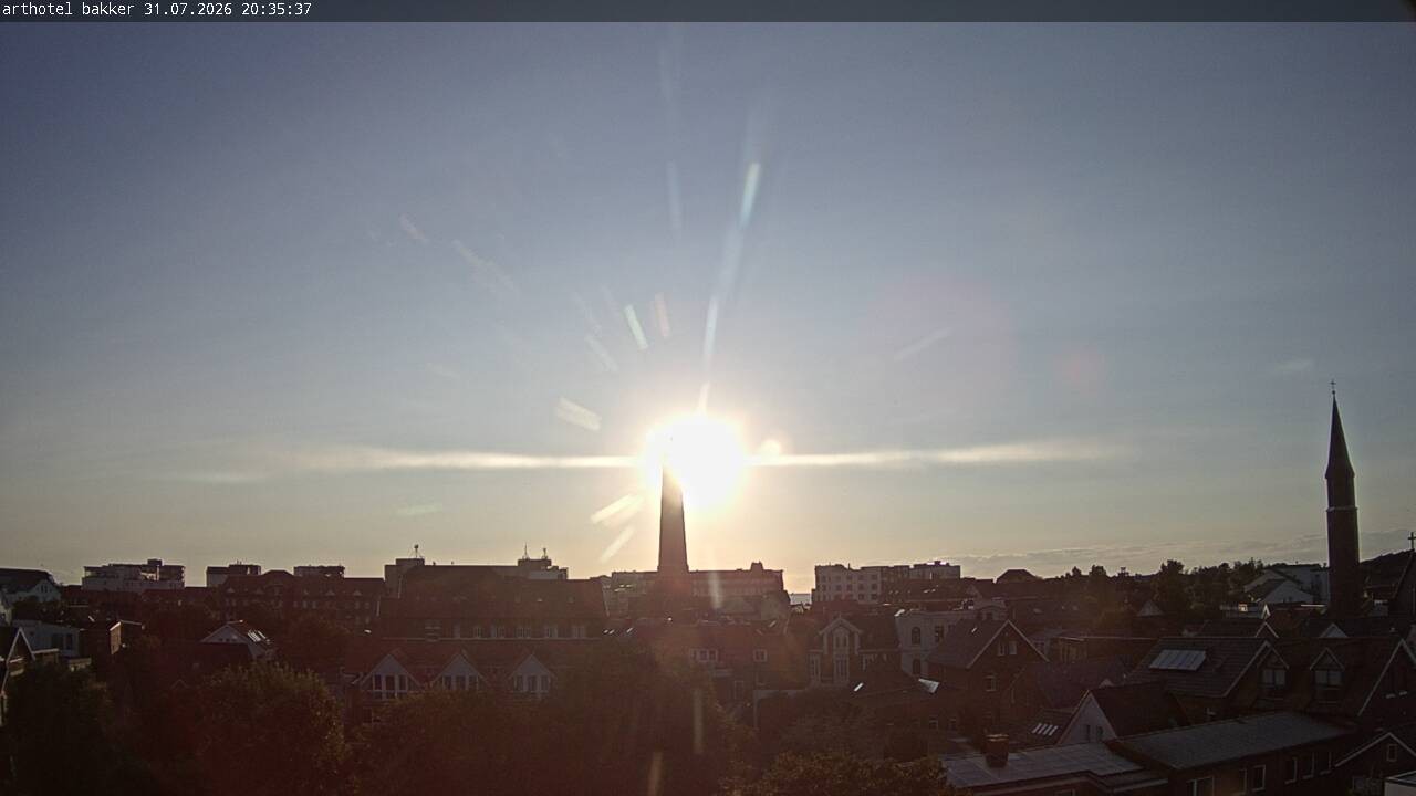 Archiv Foto Webcam Borkum: Blick auf Altstadt und Leuchtturm