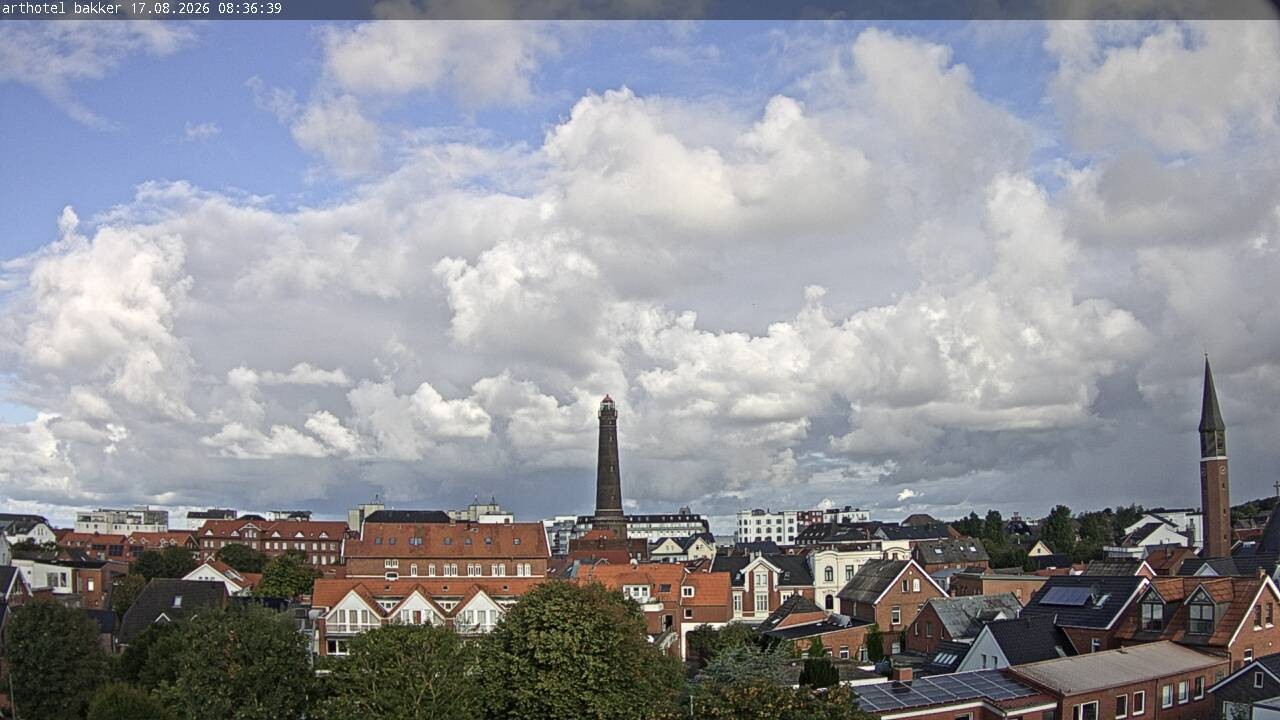 Archiv Foto Webcam Borkum: Blick auf Altstadt und Leuchtturm