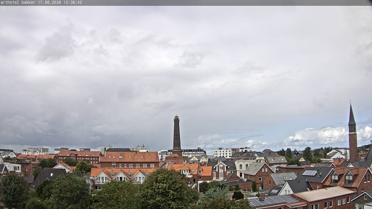 Archiv Foto Webcam Borkum: Blick auf Altstadt und Leuchtturm