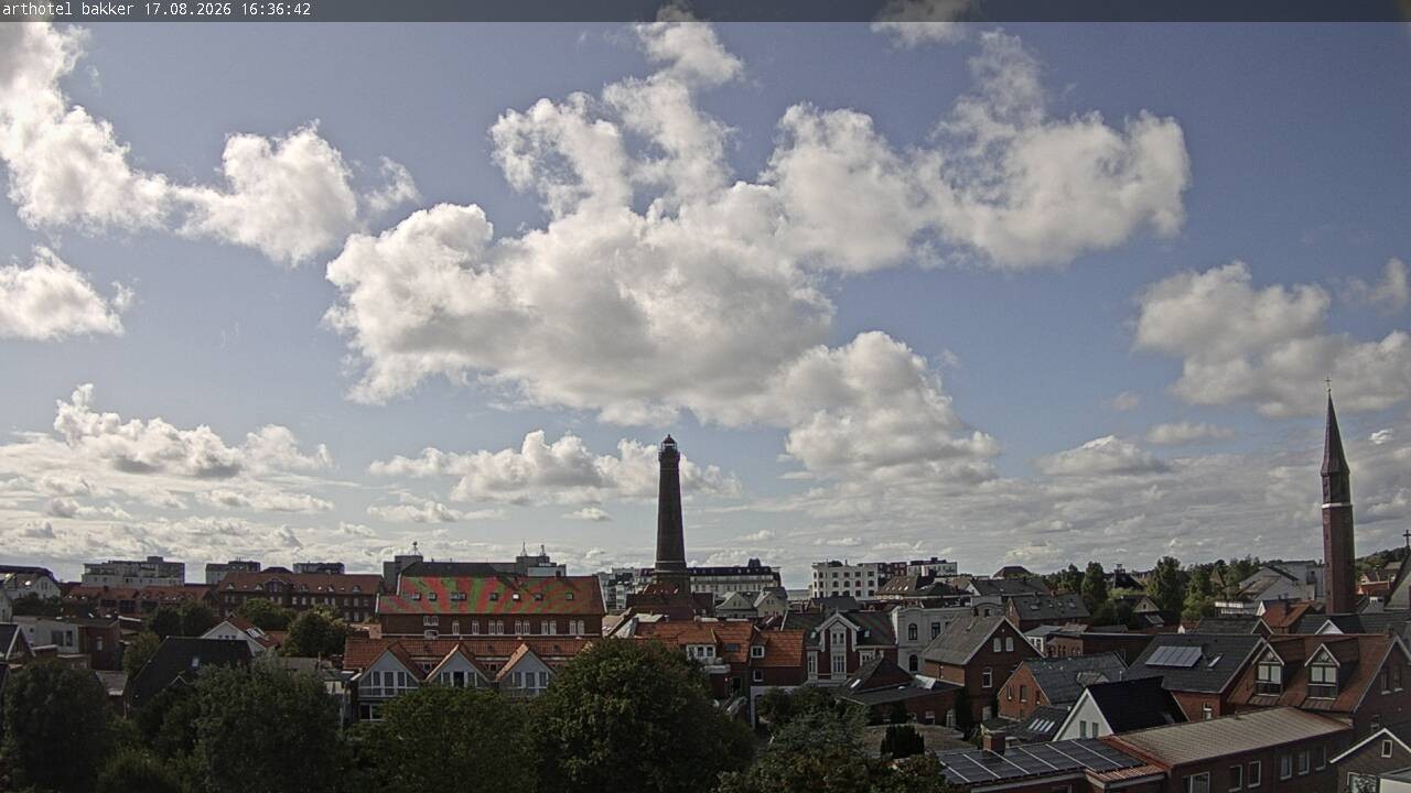 Archiv Foto Webcam Borkum: Blick auf Altstadt und Leuchtturm
