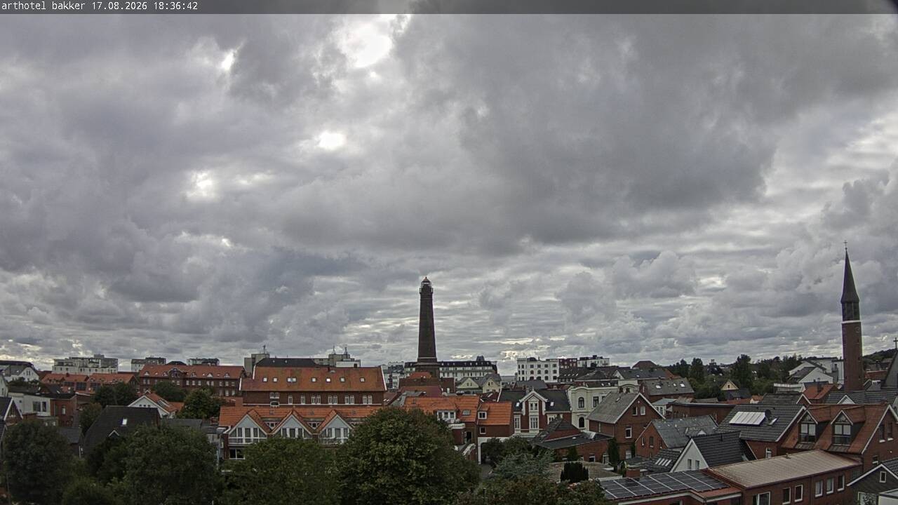 Archiv Foto Webcam Borkum: Blick auf Altstadt und Leuchtturm