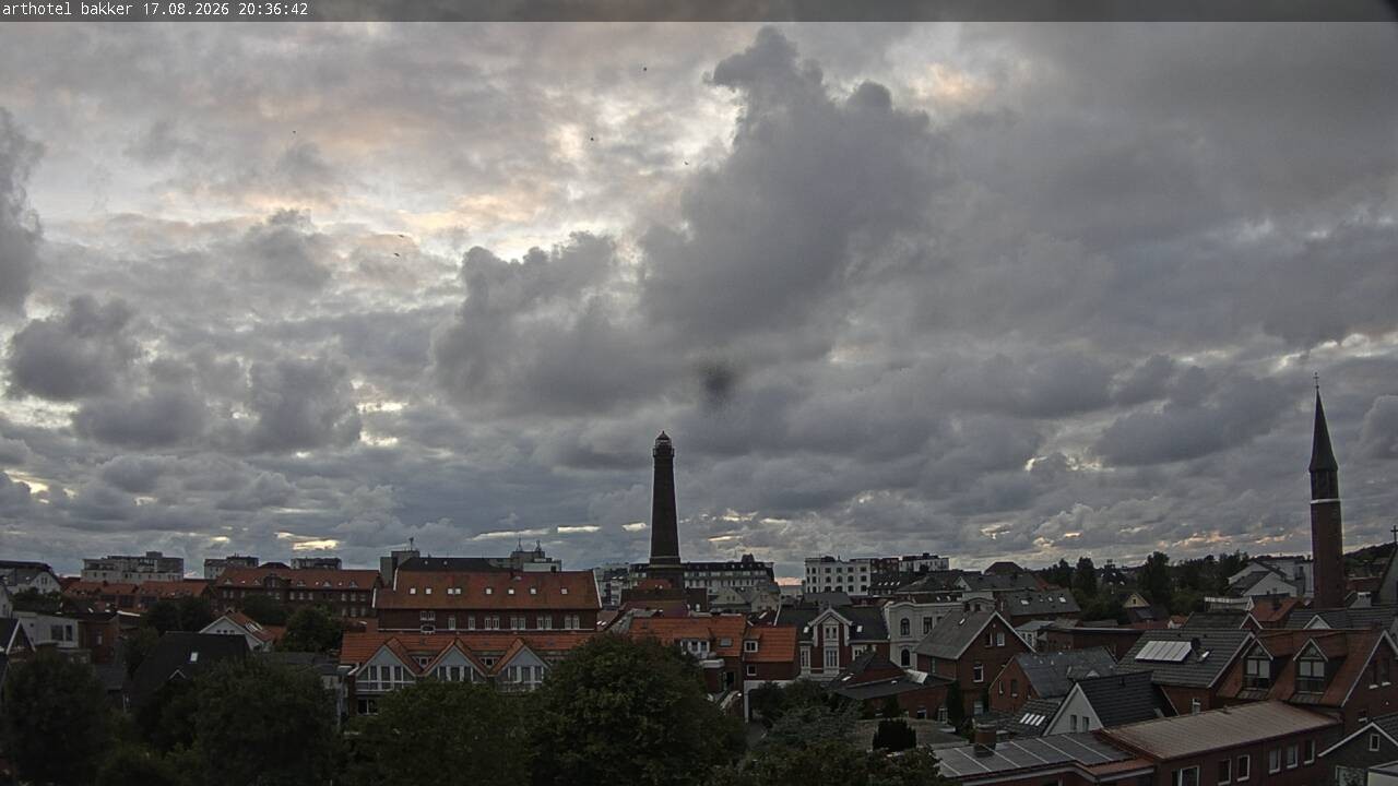 Archiv Foto Webcam Borkum: Blick auf Altstadt und Leuchtturm