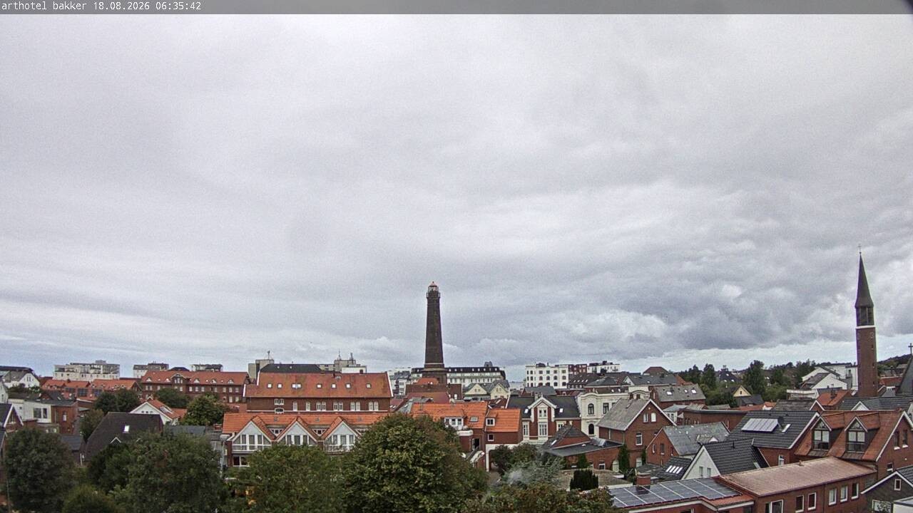 Archiv Foto Webcam Borkum: Blick auf Altstadt und Leuchtturm