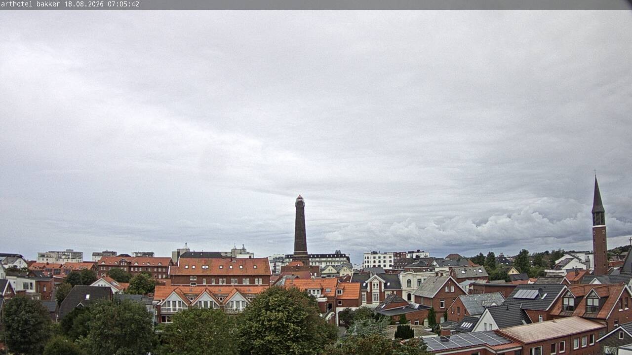 Archiv Foto Webcam Borkum: Blick auf Altstadt und Leuchtturm