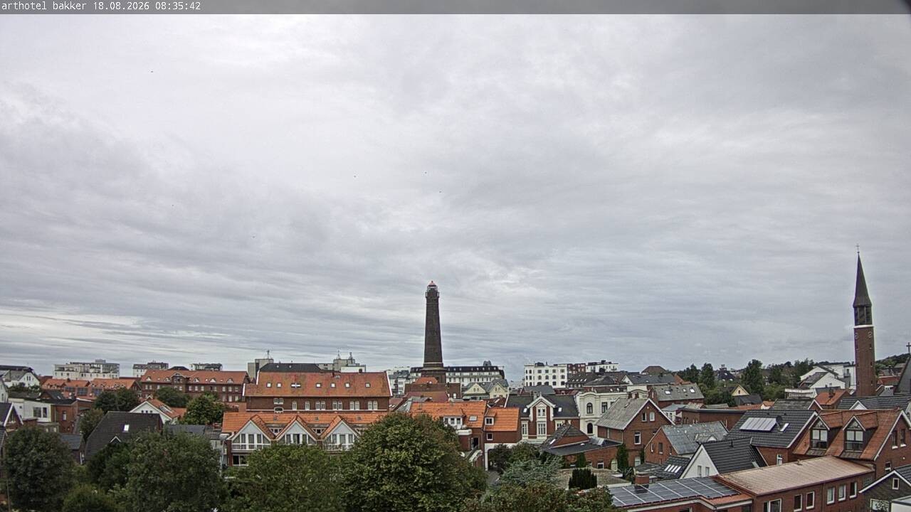 Archiv Foto Webcam Borkum: Blick auf Altstadt und Leuchtturm