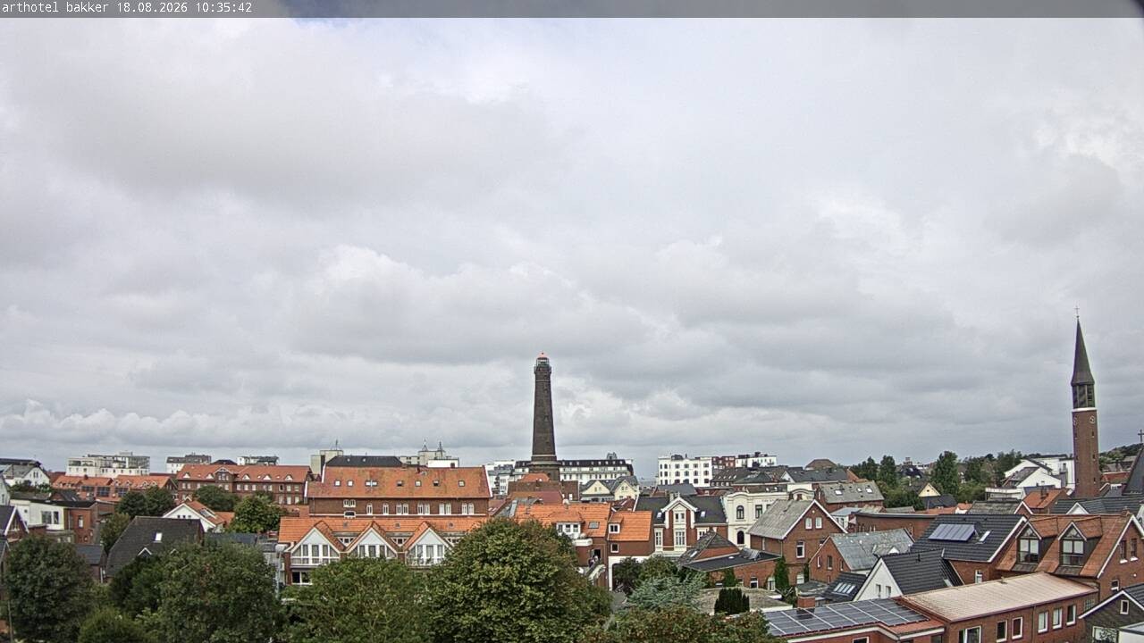 Archiv Foto Webcam Borkum: Blick auf Altstadt und Leuchtturm
