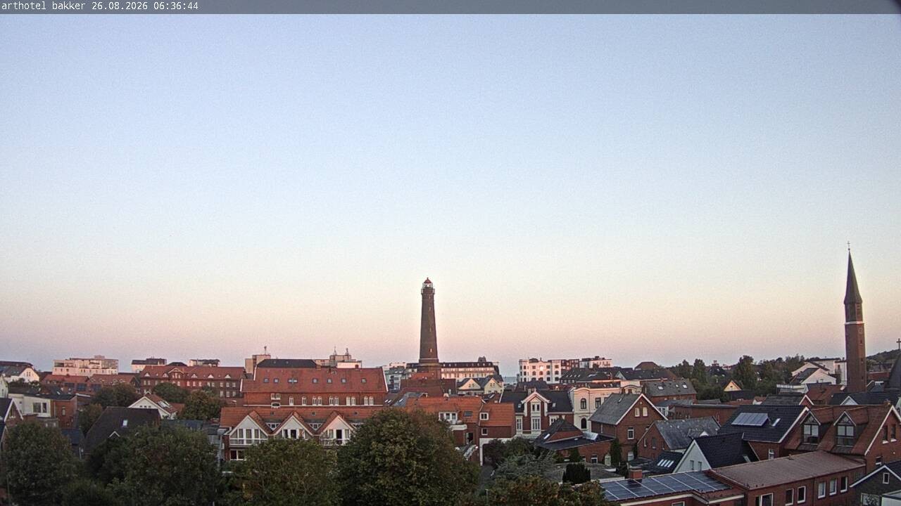 Archiv Foto Webcam Borkum: Blick auf Altstadt und Leuchtturm