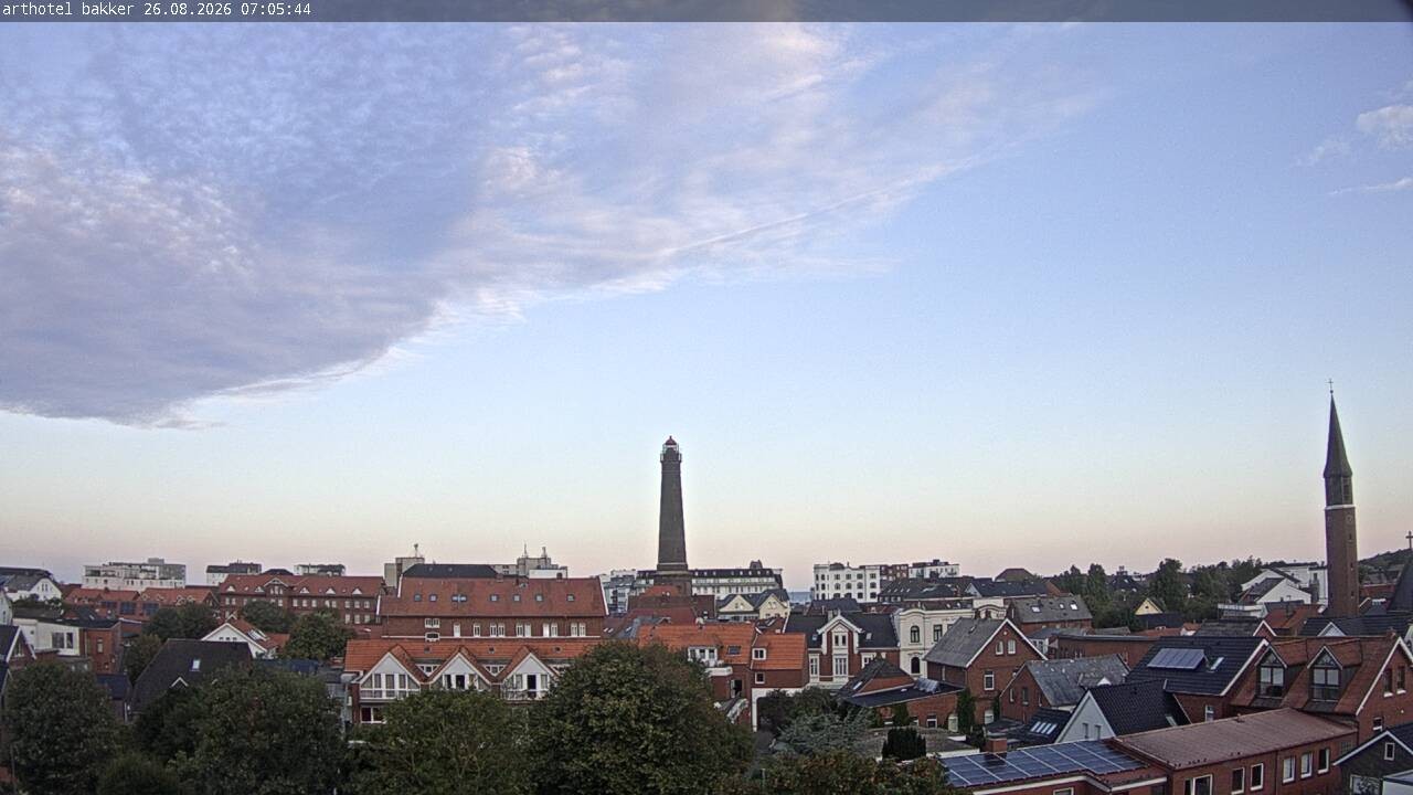 Archiv Foto Webcam Borkum: Blick auf Altstadt und Leuchtturm