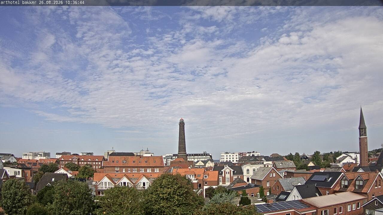 Archiv Foto Webcam Borkum: Blick auf Altstadt und Leuchtturm