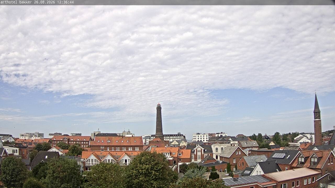 Archiv Foto Webcam Borkum: Blick auf Altstadt und Leuchtturm
