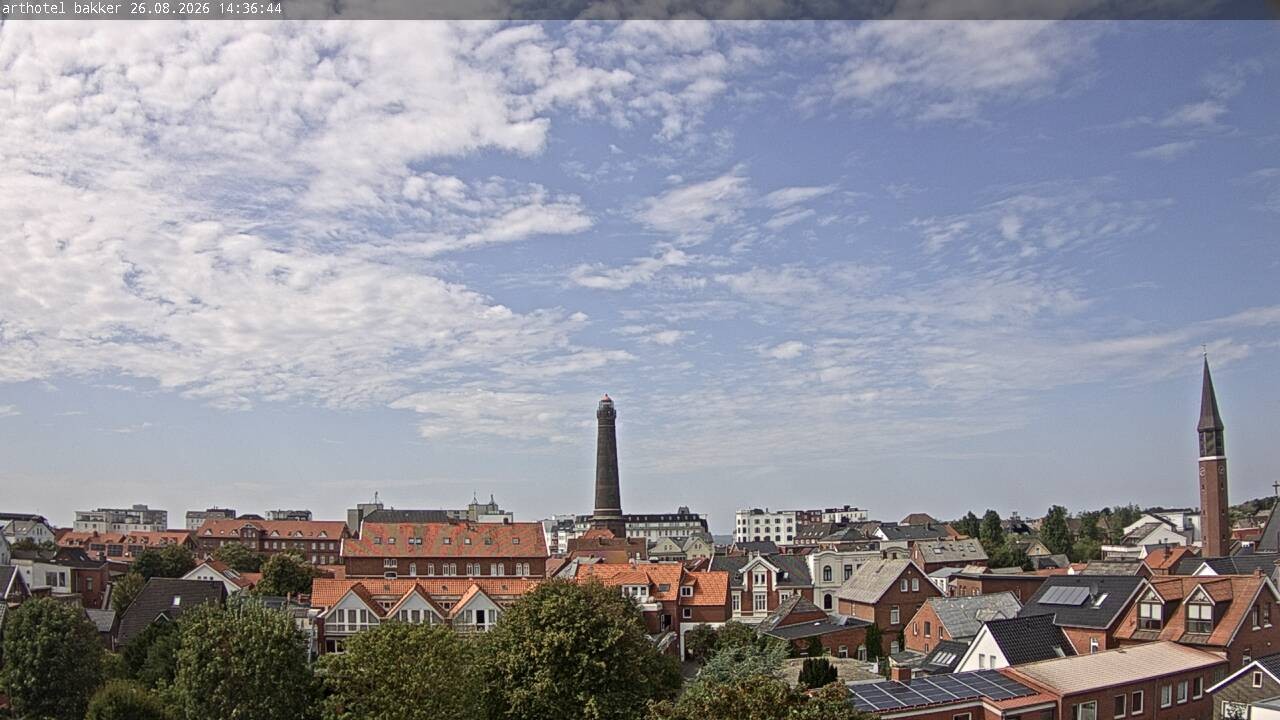 Archiv Foto Webcam Borkum: Blick auf Altstadt und Leuchtturm