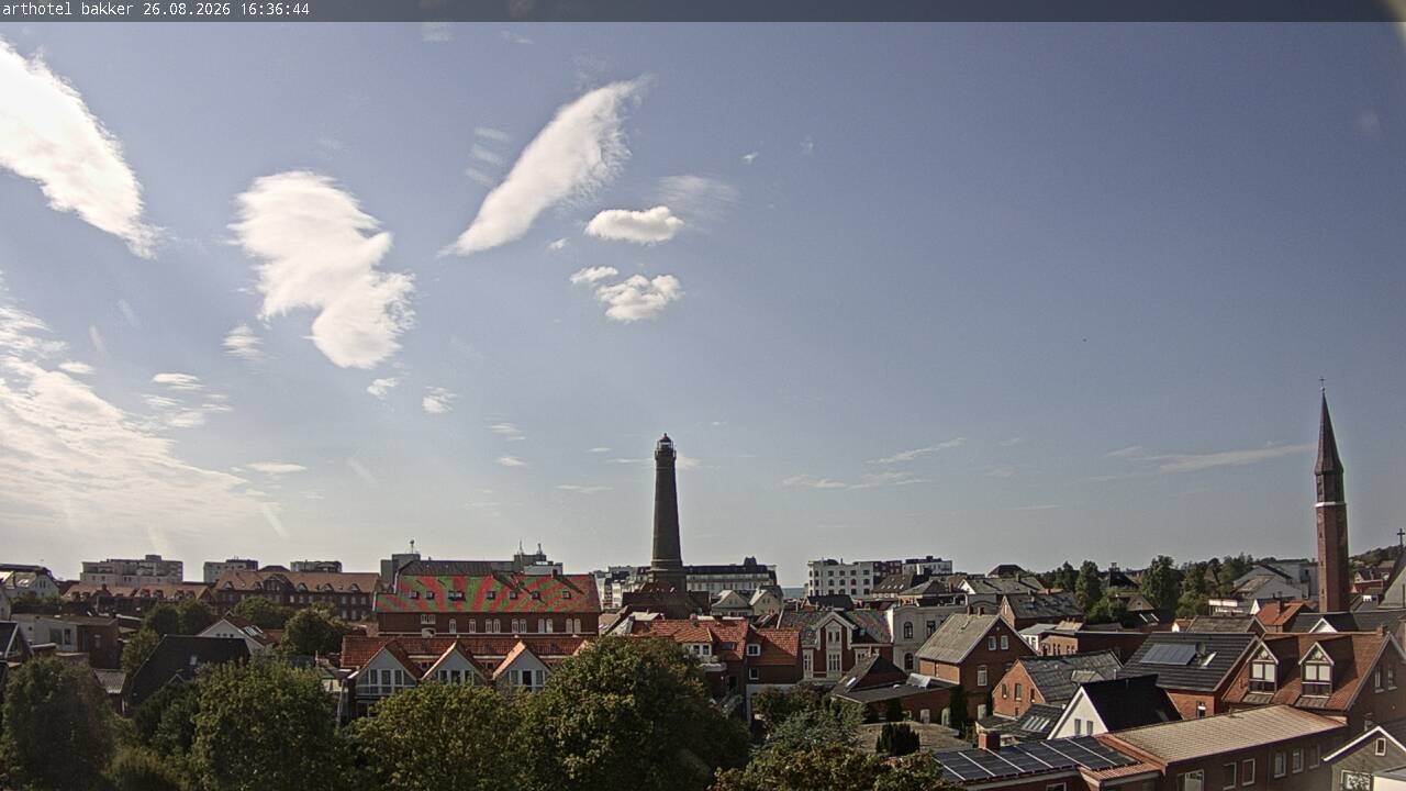 Archiv Foto Webcam Borkum: Blick auf Altstadt und Leuchtturm