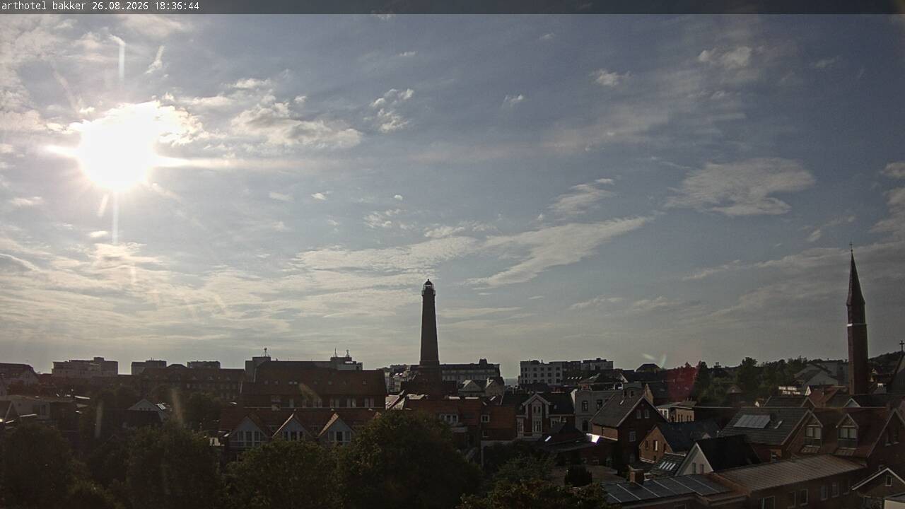 Archiv Foto Webcam Borkum: Blick auf Altstadt und Leuchtturm