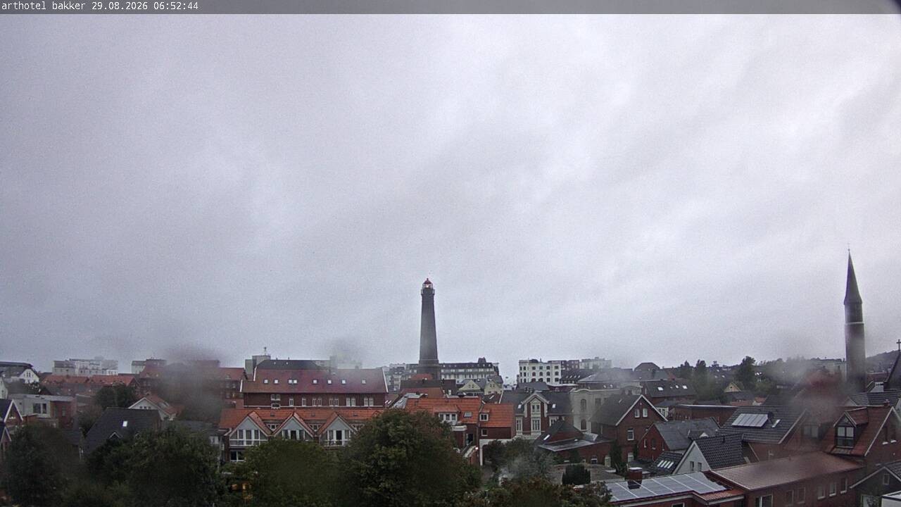 Archiv Foto Webcam Borkum: Blick auf Altstadt und Leuchtturm
