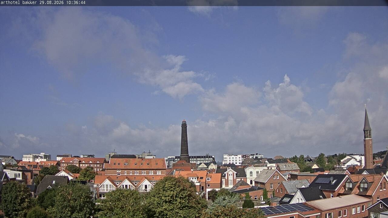Archiv Foto Webcam Borkum: Blick auf Altstadt und Leuchtturm