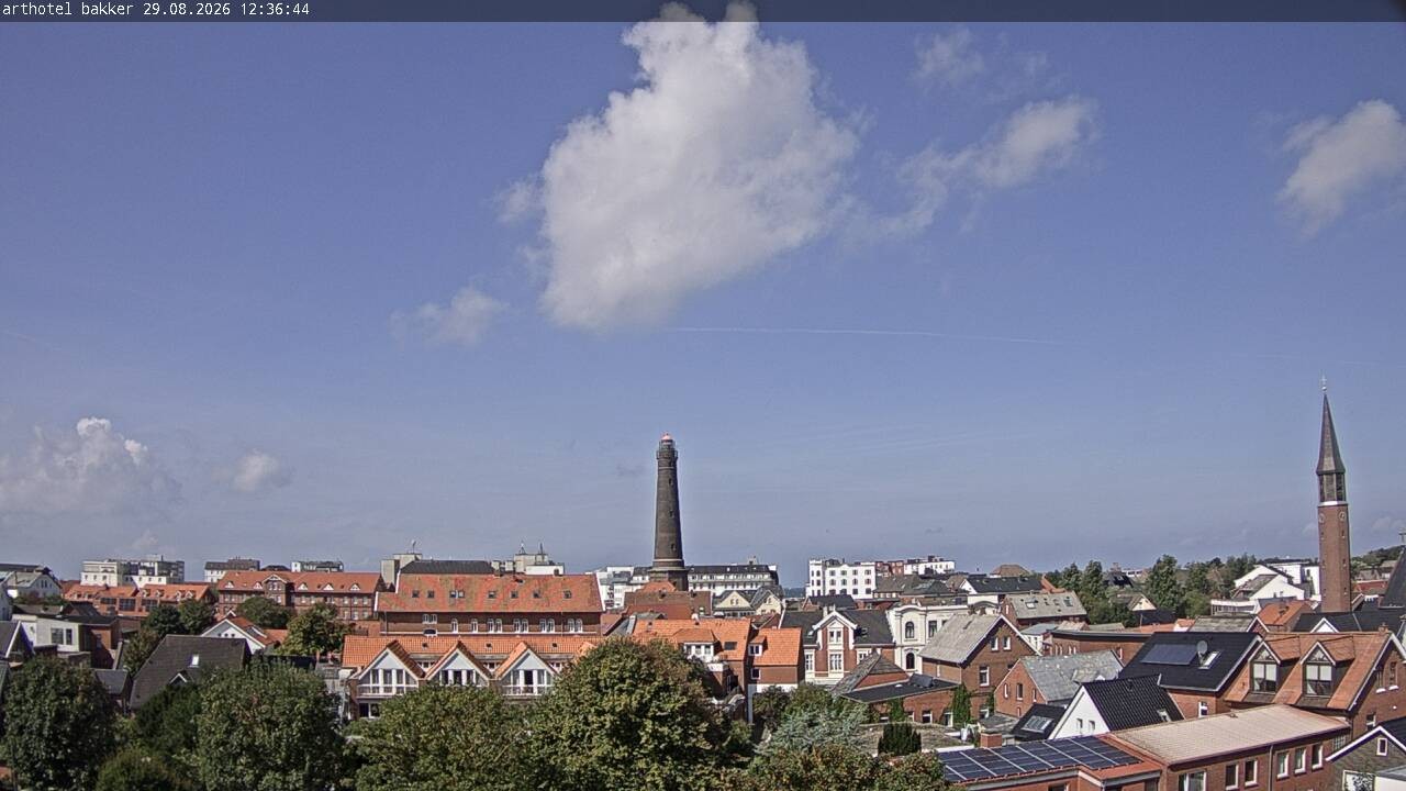 Archiv Foto Webcam Borkum: Blick auf Altstadt und Leuchtturm