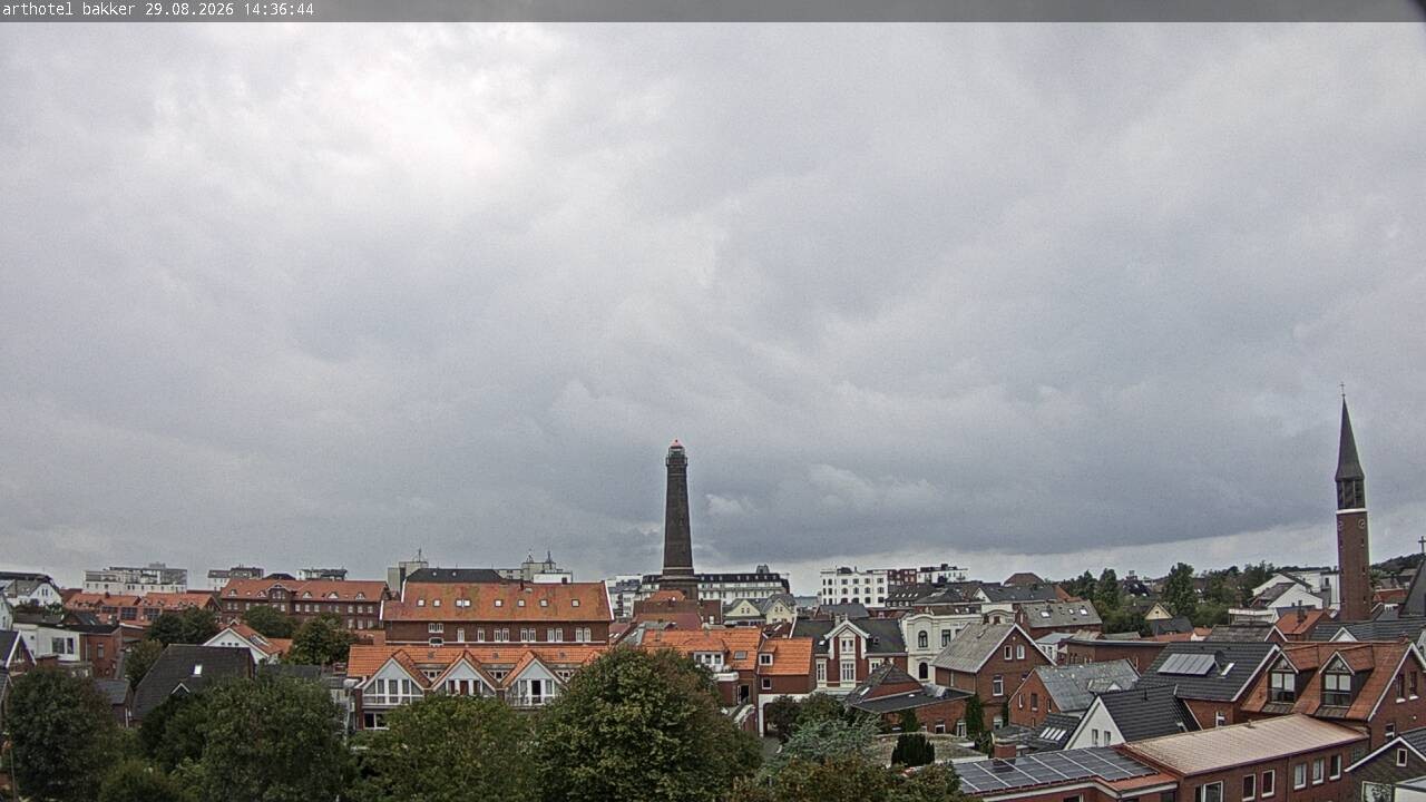 Archiv Foto Webcam Borkum: Blick auf Altstadt und Leuchtturm