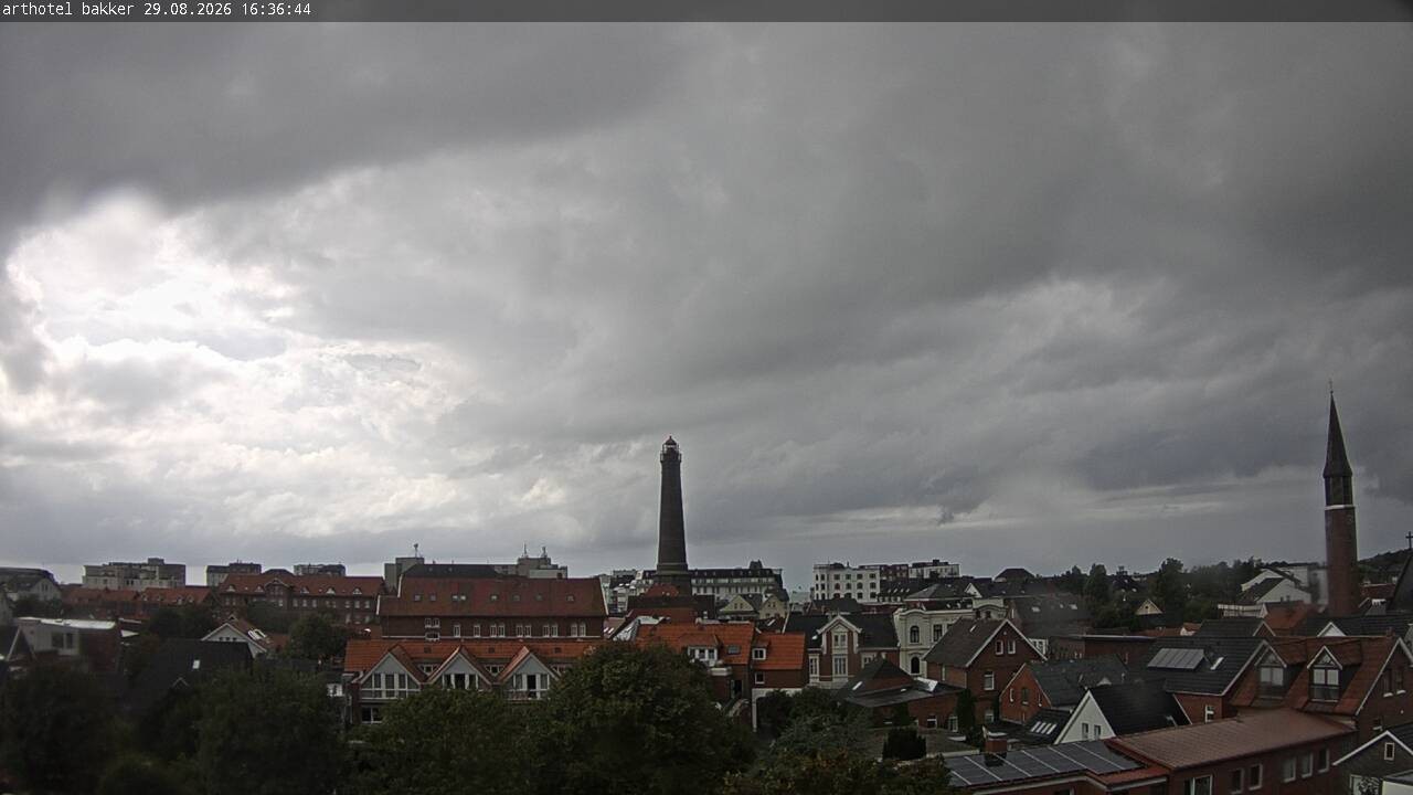 Archiv Foto Webcam Borkum: Blick auf Altstadt und Leuchtturm