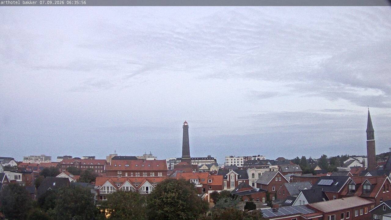 Archiv Foto Webcam Borkum: Blick auf Altstadt und Leuchtturm