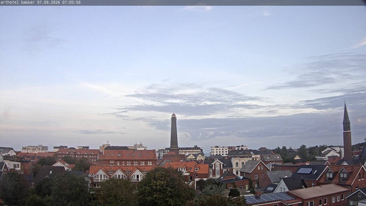 Archiv Foto Webcam Borkum: Blick auf Altstadt und Leuchtturm