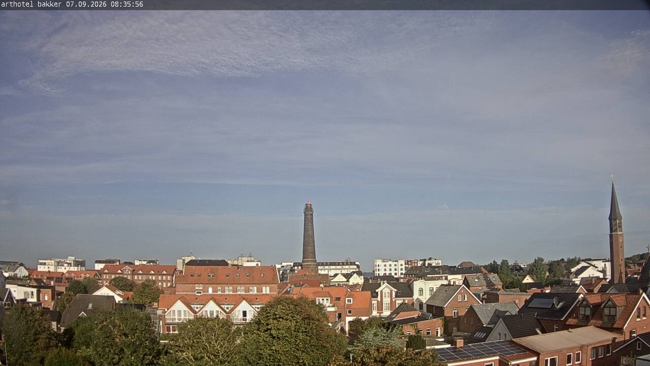 Archiv Foto Webcam Borkum: Blick auf Altstadt und Leuchtturm