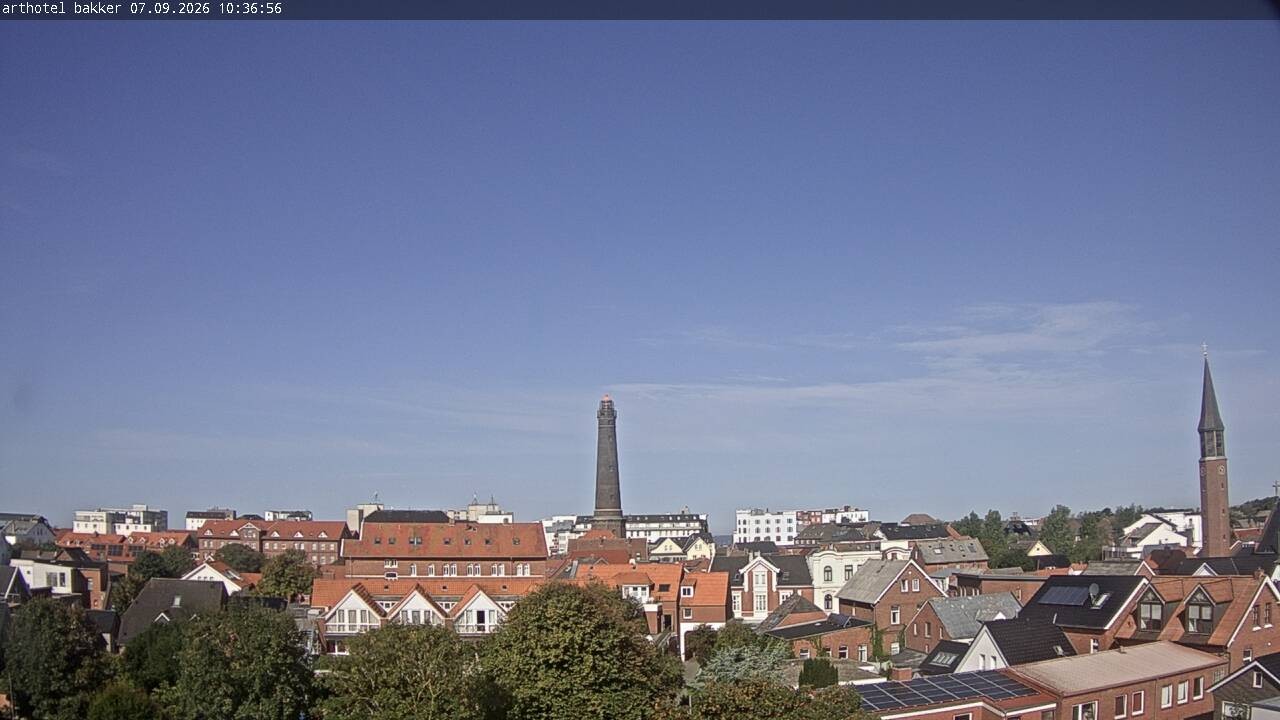 Archiv Foto Webcam Borkum: Blick auf Altstadt und Leuchtturm