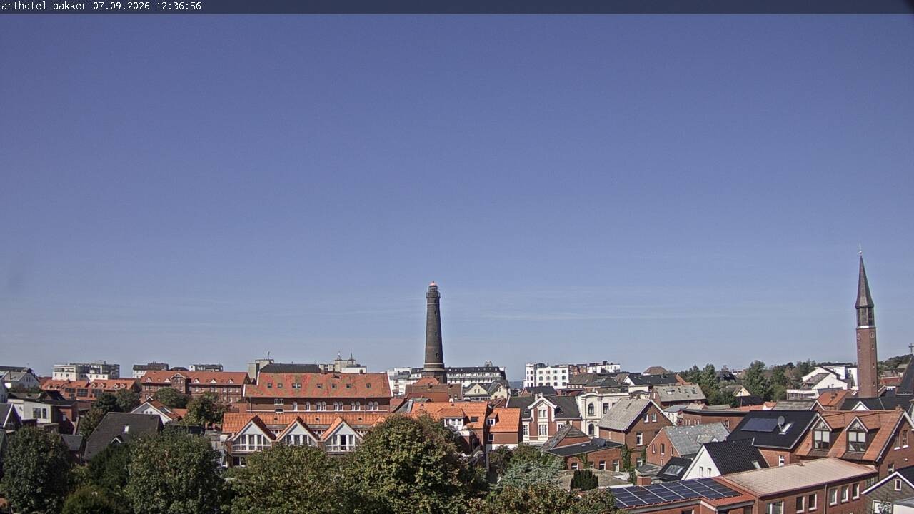 Archiv Foto Webcam Borkum: Blick auf Altstadt und Leuchtturm