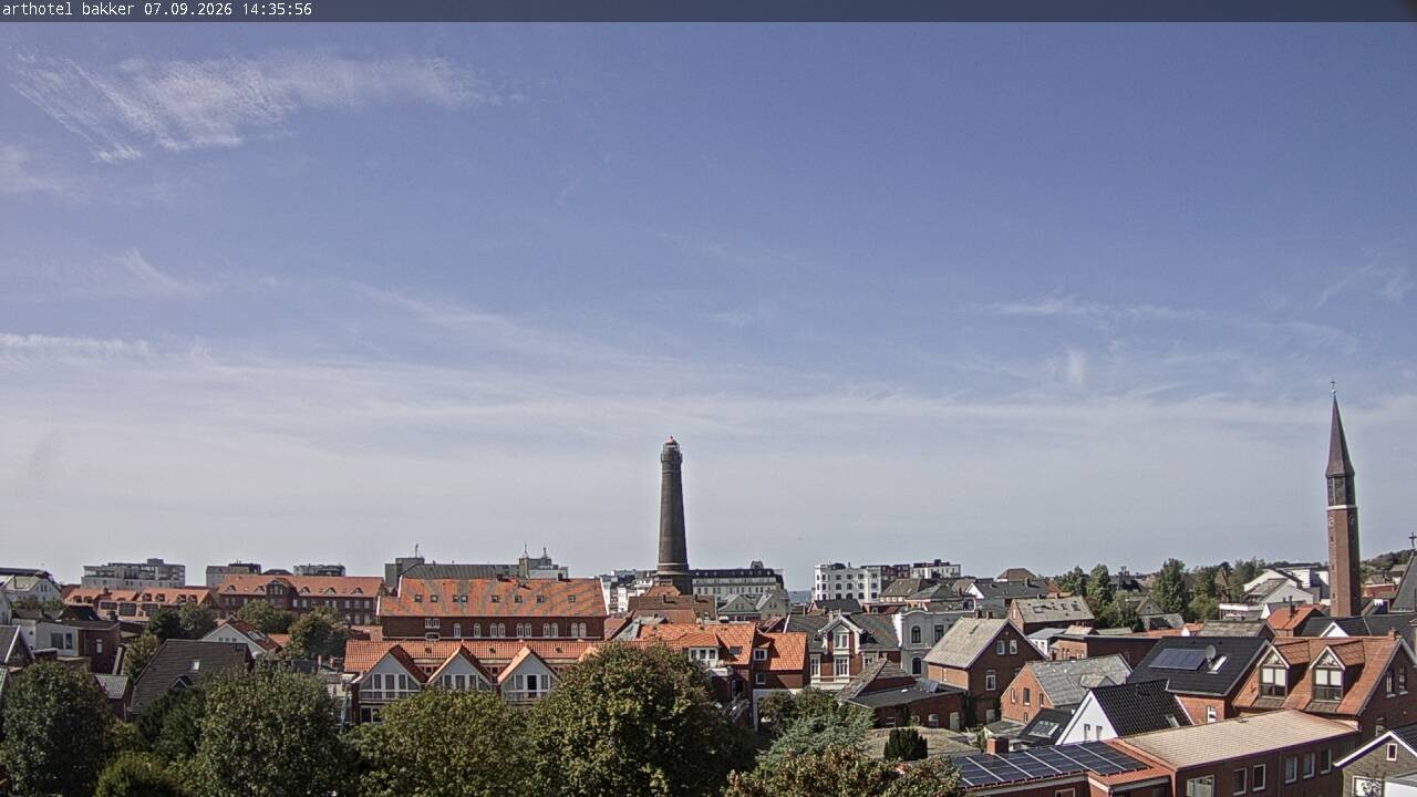 Archiv Foto Webcam Borkum: Blick auf Altstadt und Leuchtturm