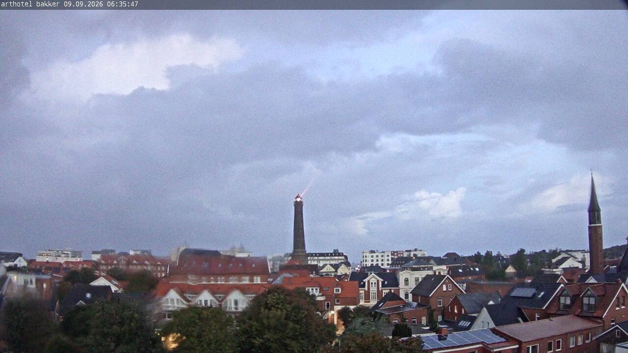 Archiv Foto Webcam Borkum: Blick auf Altstadt und Leuchtturm
