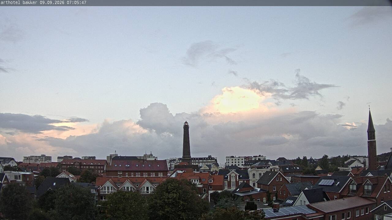 Archiv Foto Webcam Borkum: Blick auf Altstadt und Leuchtturm