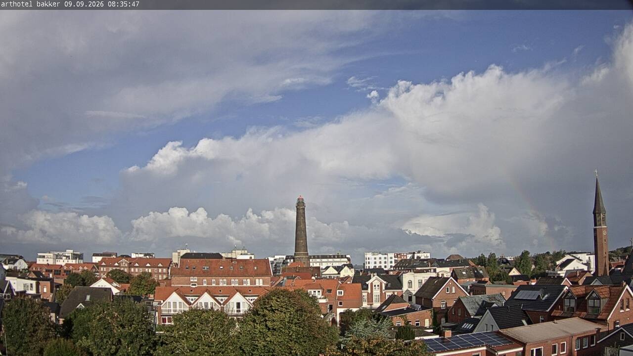 Archiv Foto Webcam Borkum: Blick auf Altstadt und Leuchtturm