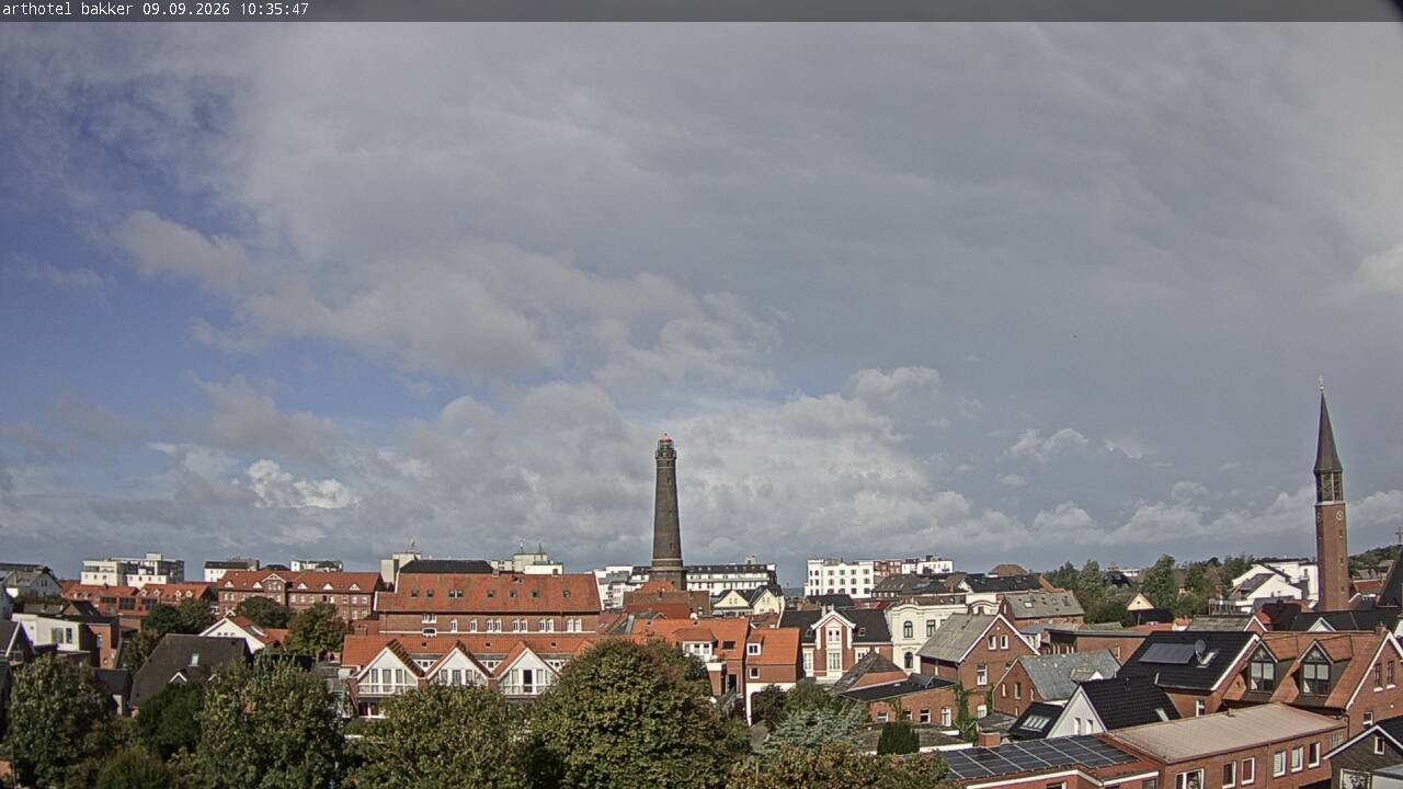 Archiv Foto Webcam Borkum: Blick auf Altstadt und Leuchtturm