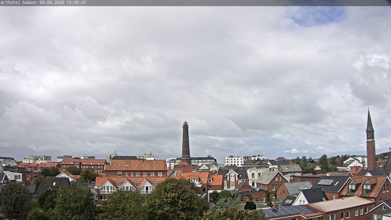 Archiv Foto Webcam Borkum: Blick auf Altstadt und Leuchtturm