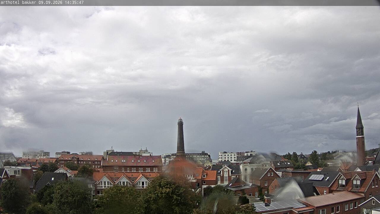Archiv Foto Webcam Borkum: Blick auf Altstadt und Leuchtturm