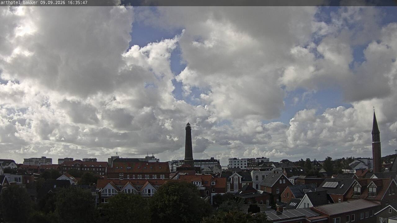 Archiv Foto Webcam Borkum: Blick auf Altstadt und Leuchtturm