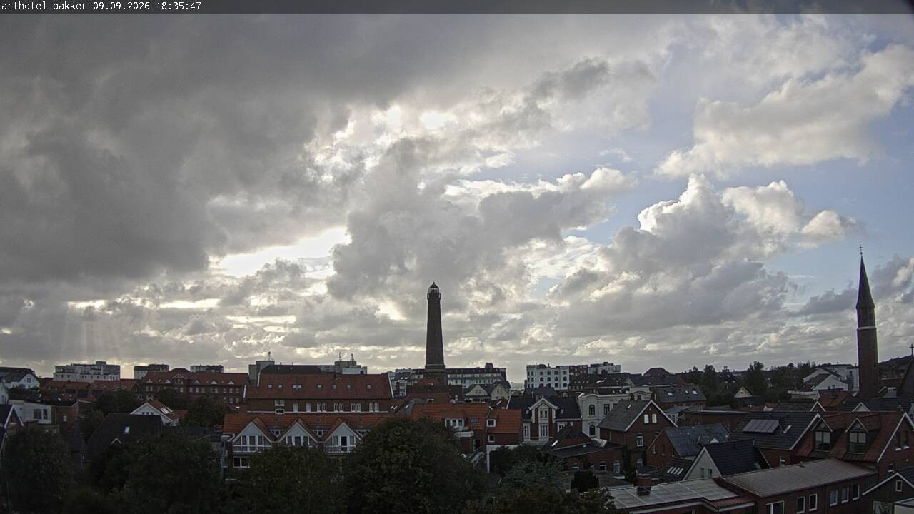 Archiv Foto Webcam Borkum: Blick auf Altstadt und Leuchtturm