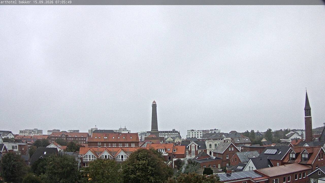 Archiv Foto Webcam Borkum: Blick auf Altstadt und Leuchtturm