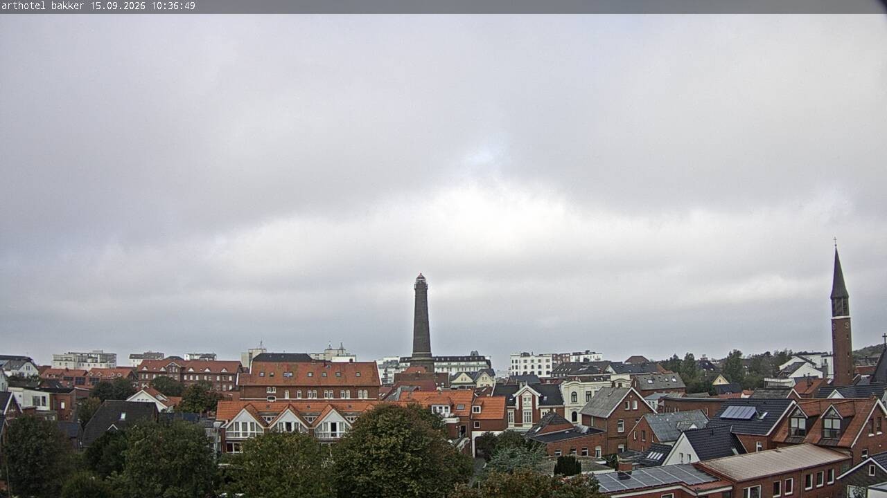 Archiv Foto Webcam Borkum: Blick auf Altstadt und Leuchtturm