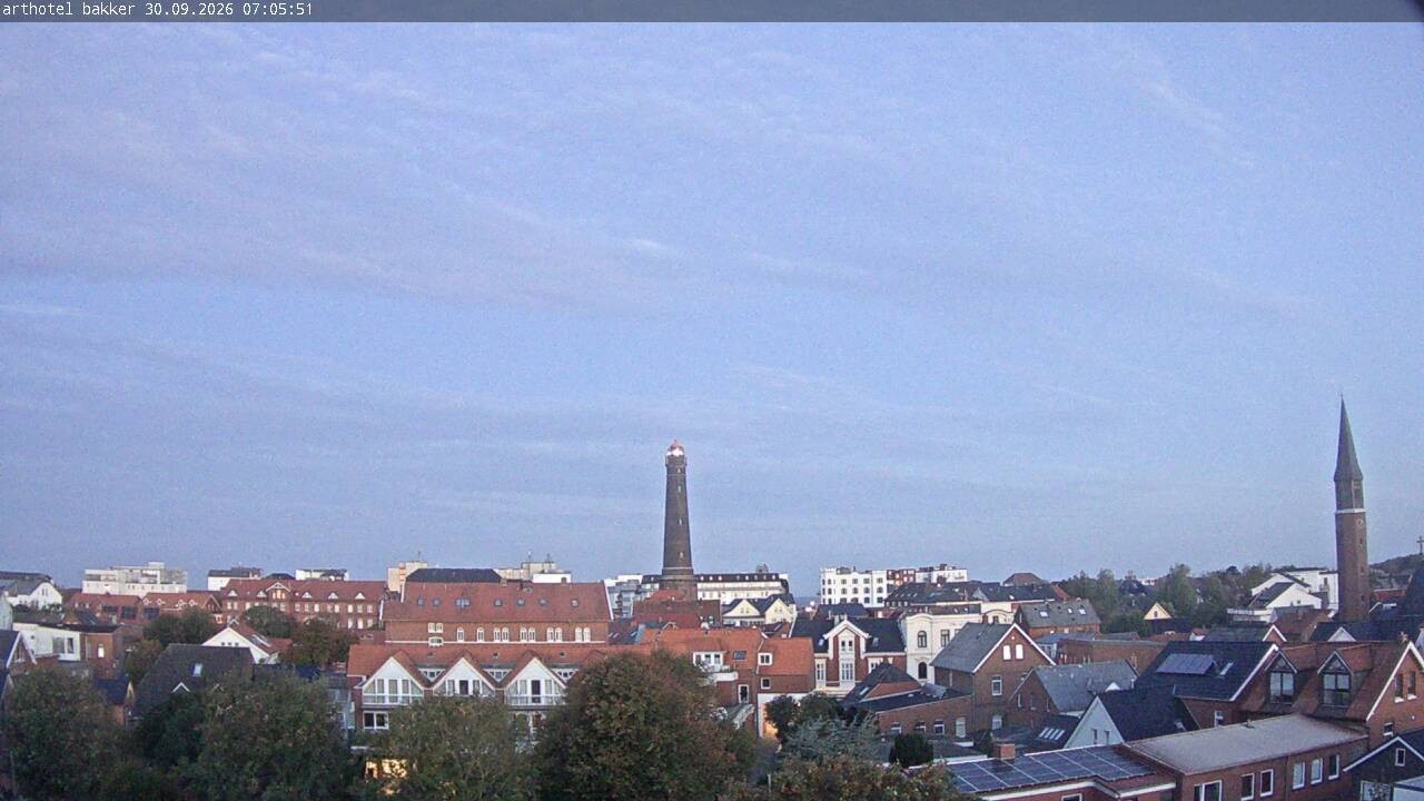 Archiv Foto Webcam Borkum: Blick auf Altstadt und Leuchtturm