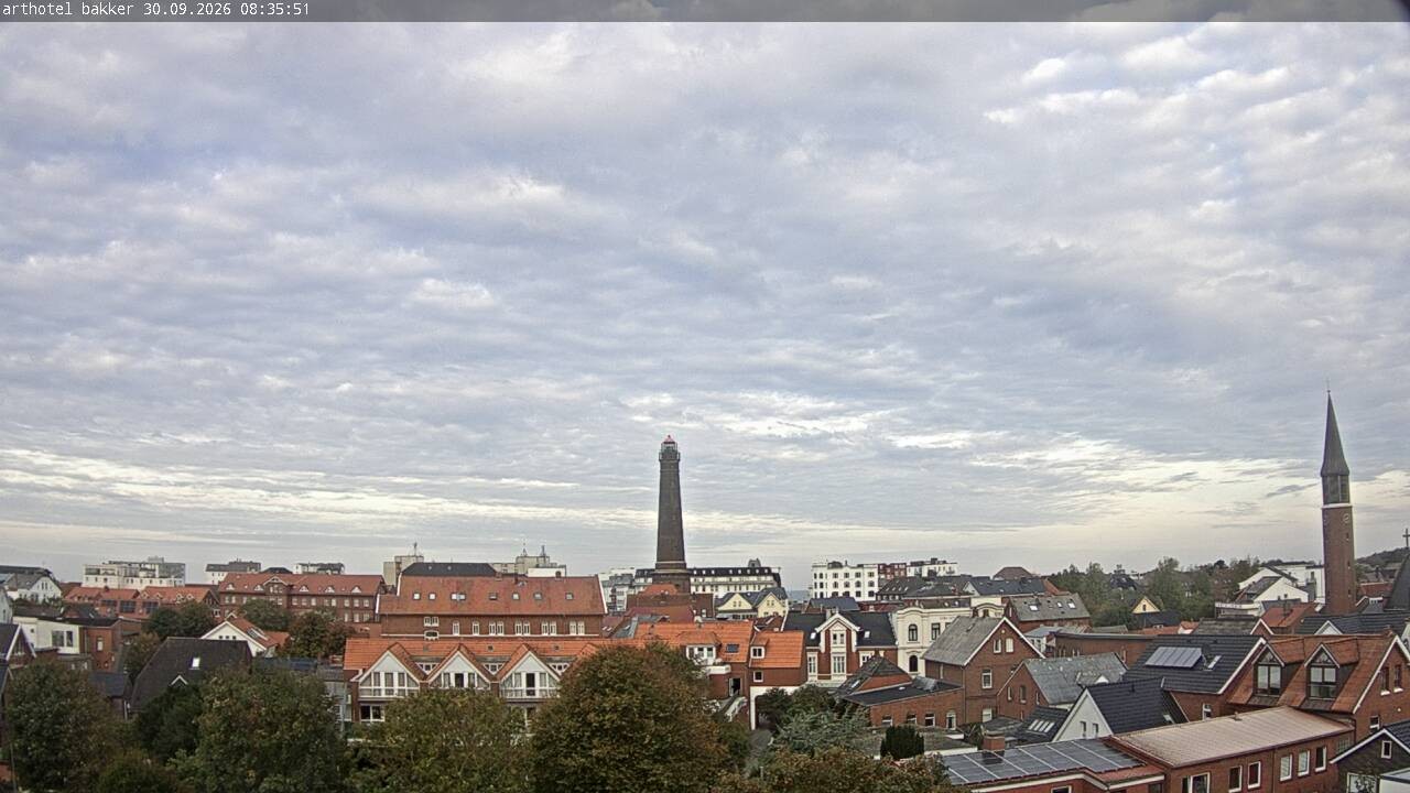 Archiv Foto Webcam Borkum: Blick auf Altstadt und Leuchtturm