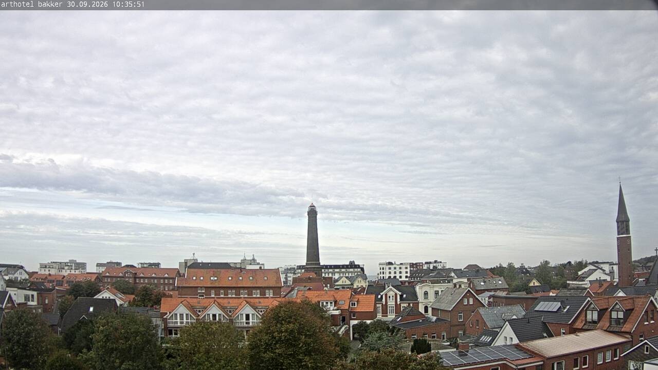 Archiv Foto Webcam Borkum: Blick auf Altstadt und Leuchtturm