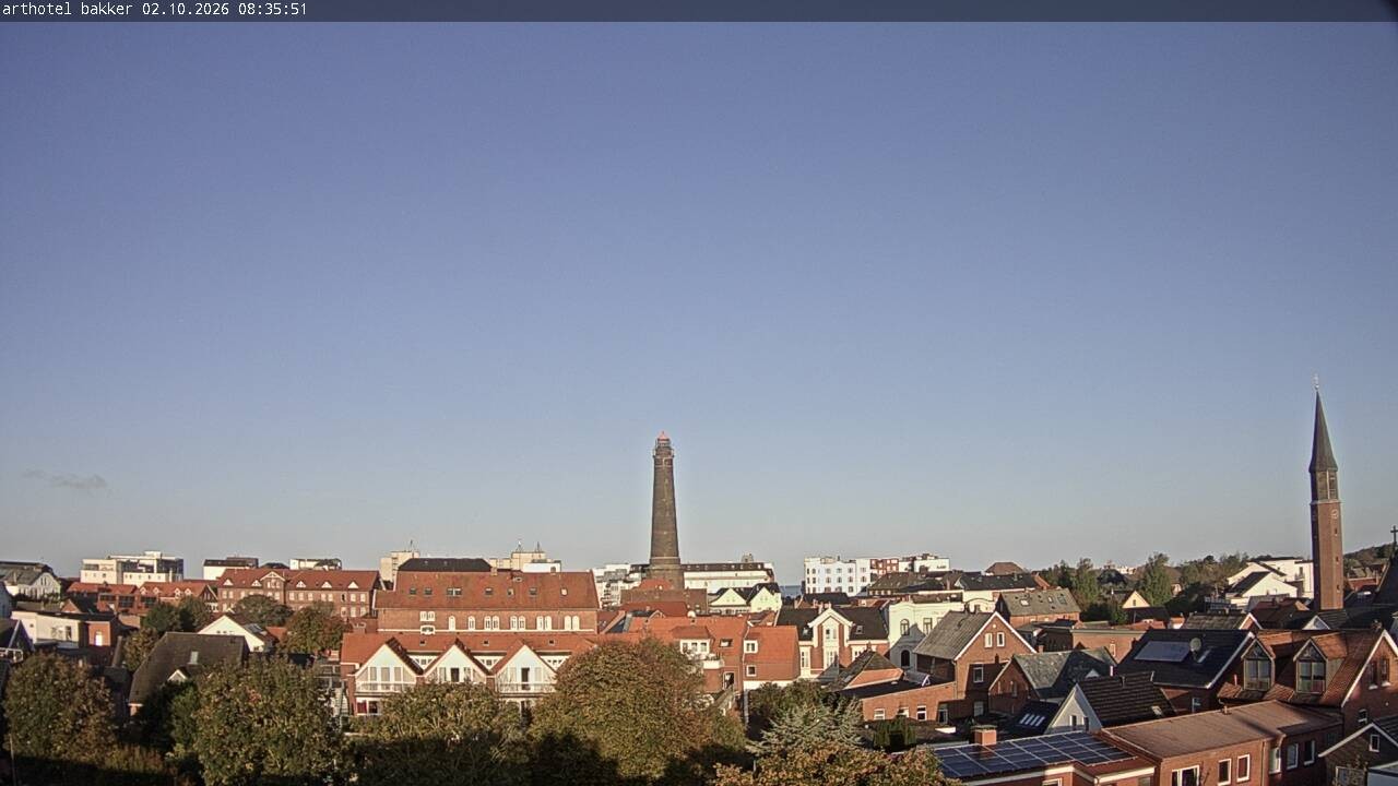 Archiv Foto Webcam Borkum: Blick auf Altstadt und Leuchtturm