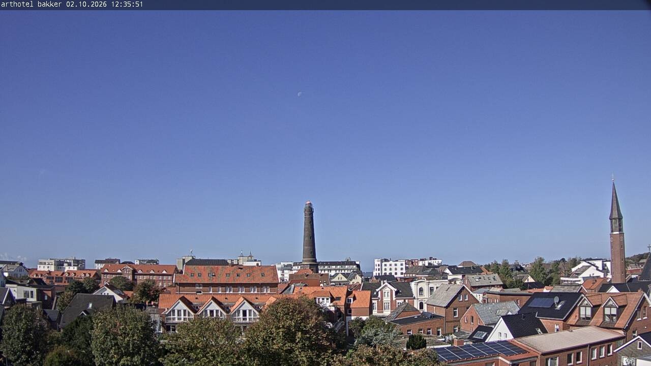 Archiv Foto Webcam Borkum: Blick auf Altstadt und Leuchtturm