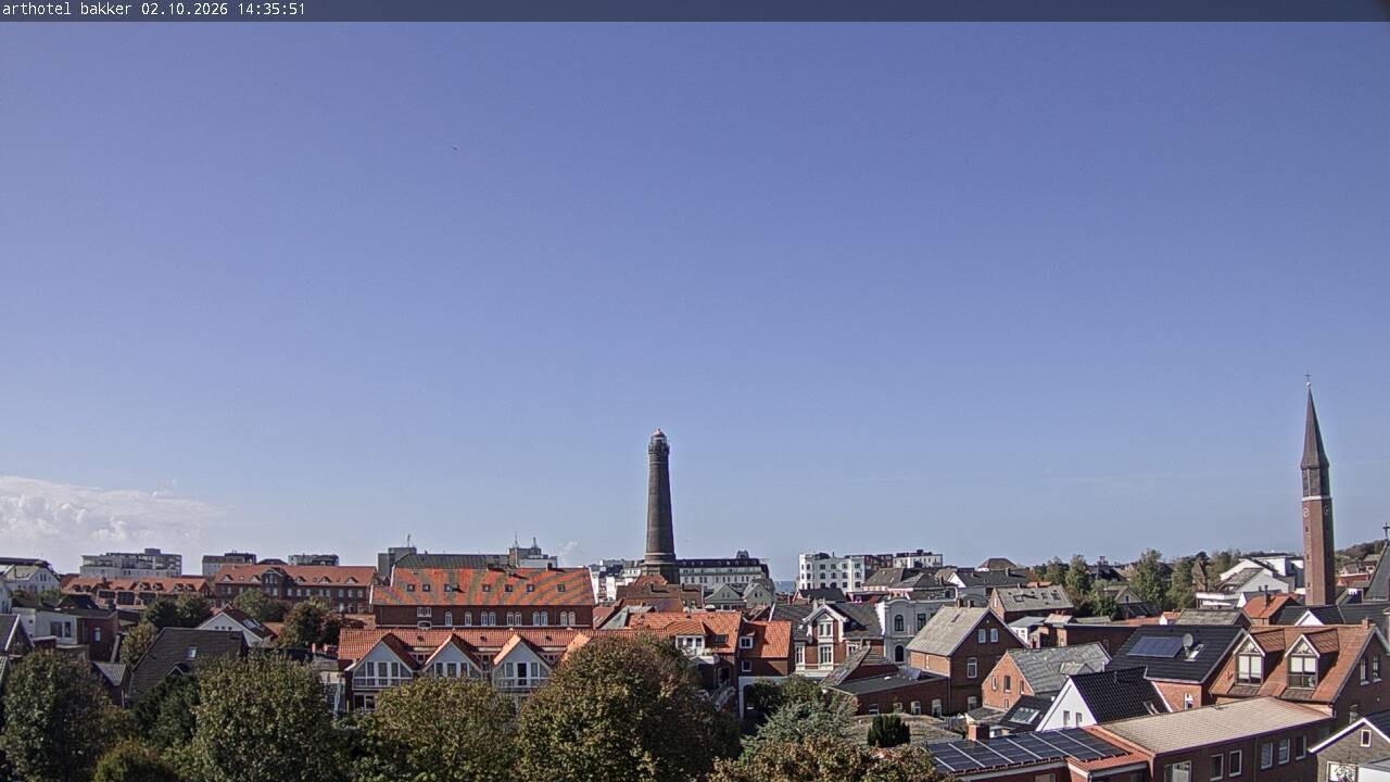 Archiv Foto Webcam Borkum: Blick auf Altstadt und Leuchtturm