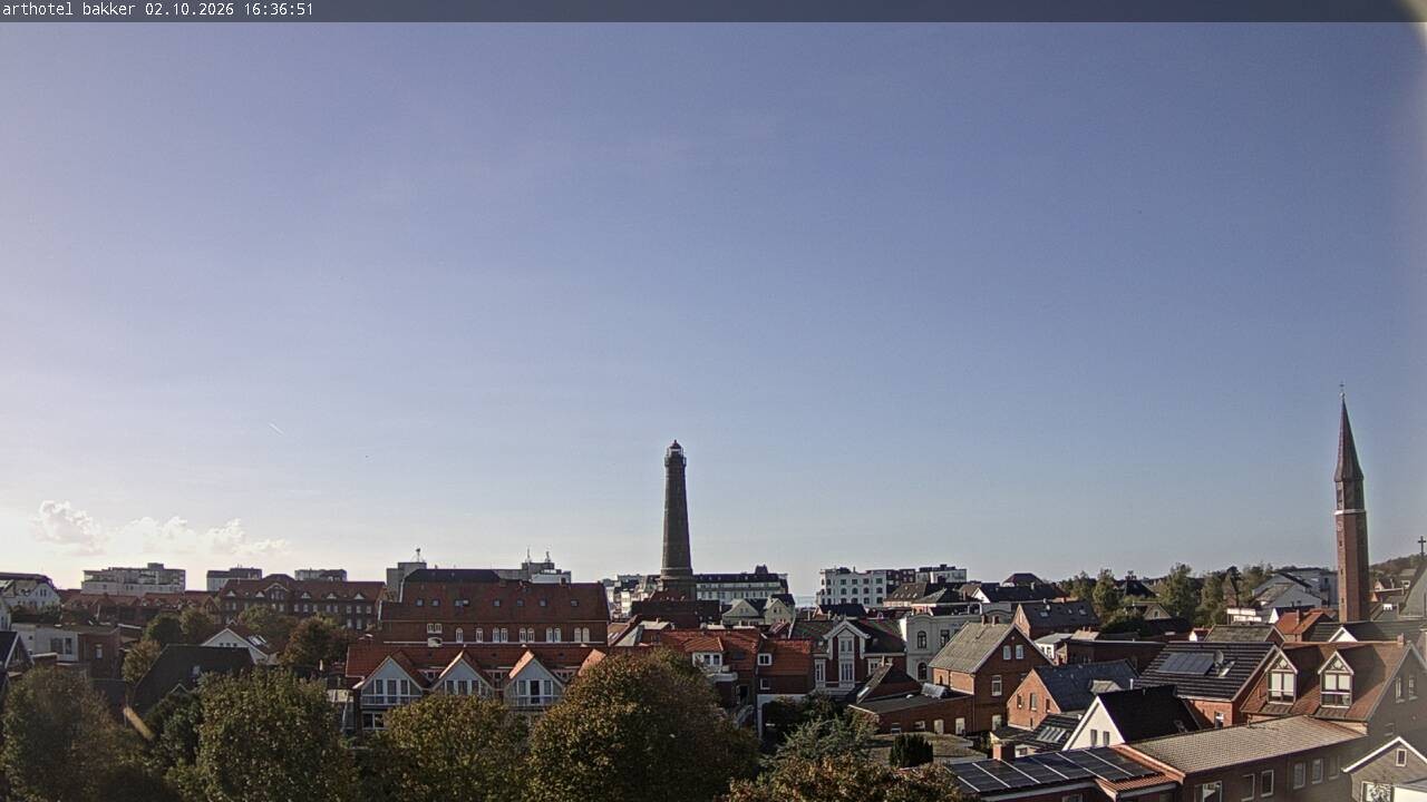Archiv Foto Webcam Borkum: Blick auf Altstadt und Leuchtturm